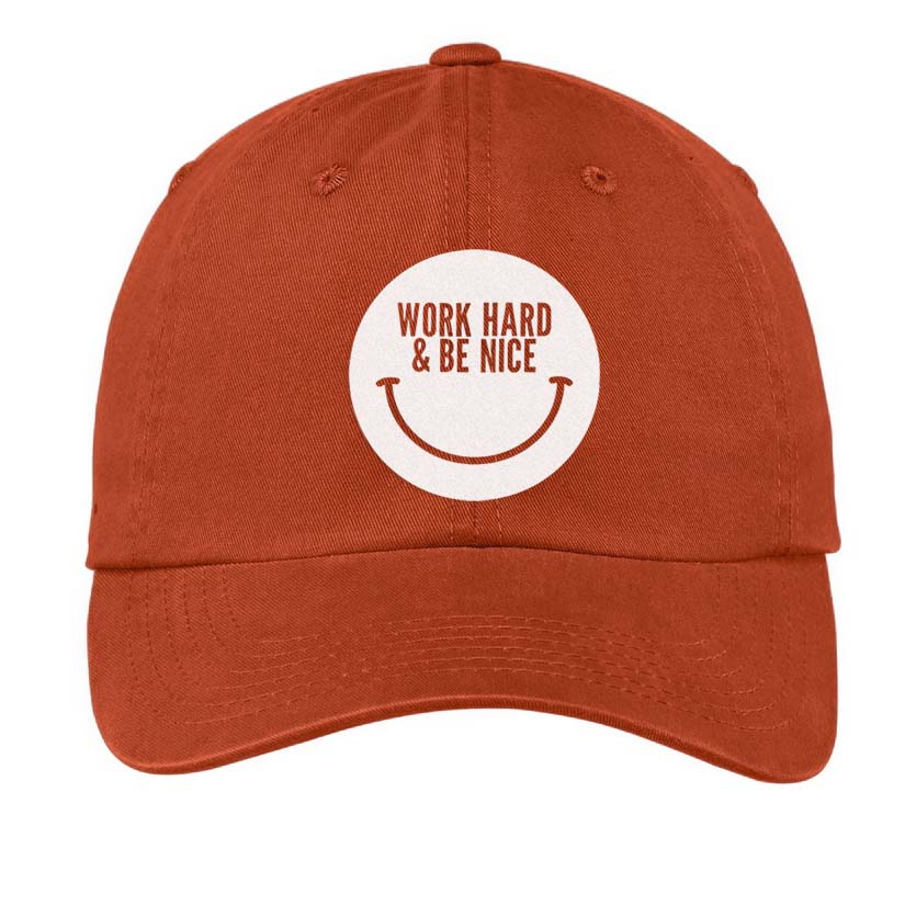 Work Hard & Be Nice Smile Baseball Cap